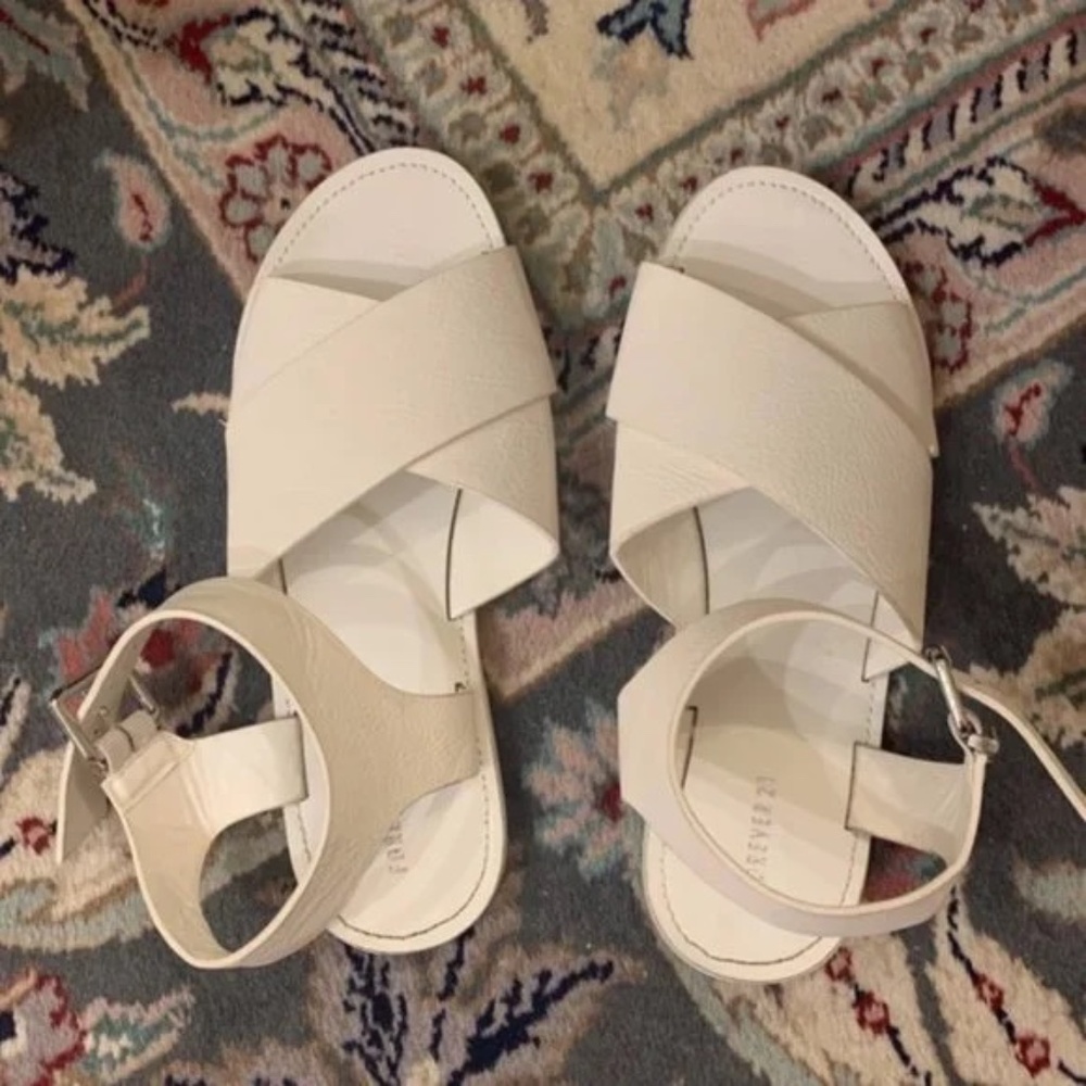 Forever 21 White Ankle Strap Sandals Shoes